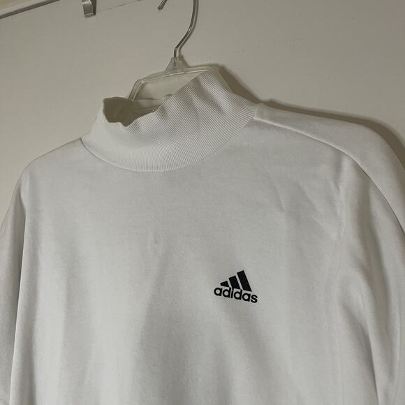 Adidas high neck white logo long sleeve shirt size medium - Picture 2 of 5